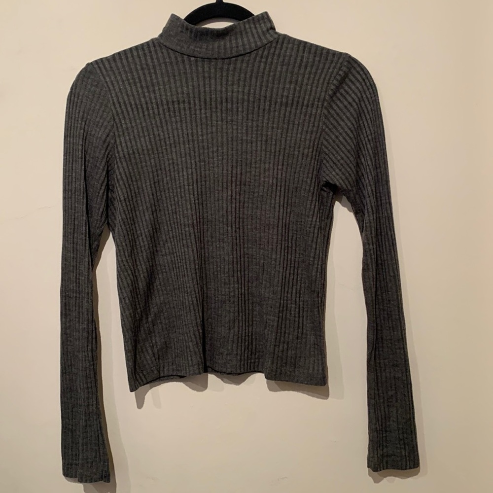 Topshop Gray Turtleneck T Shirt